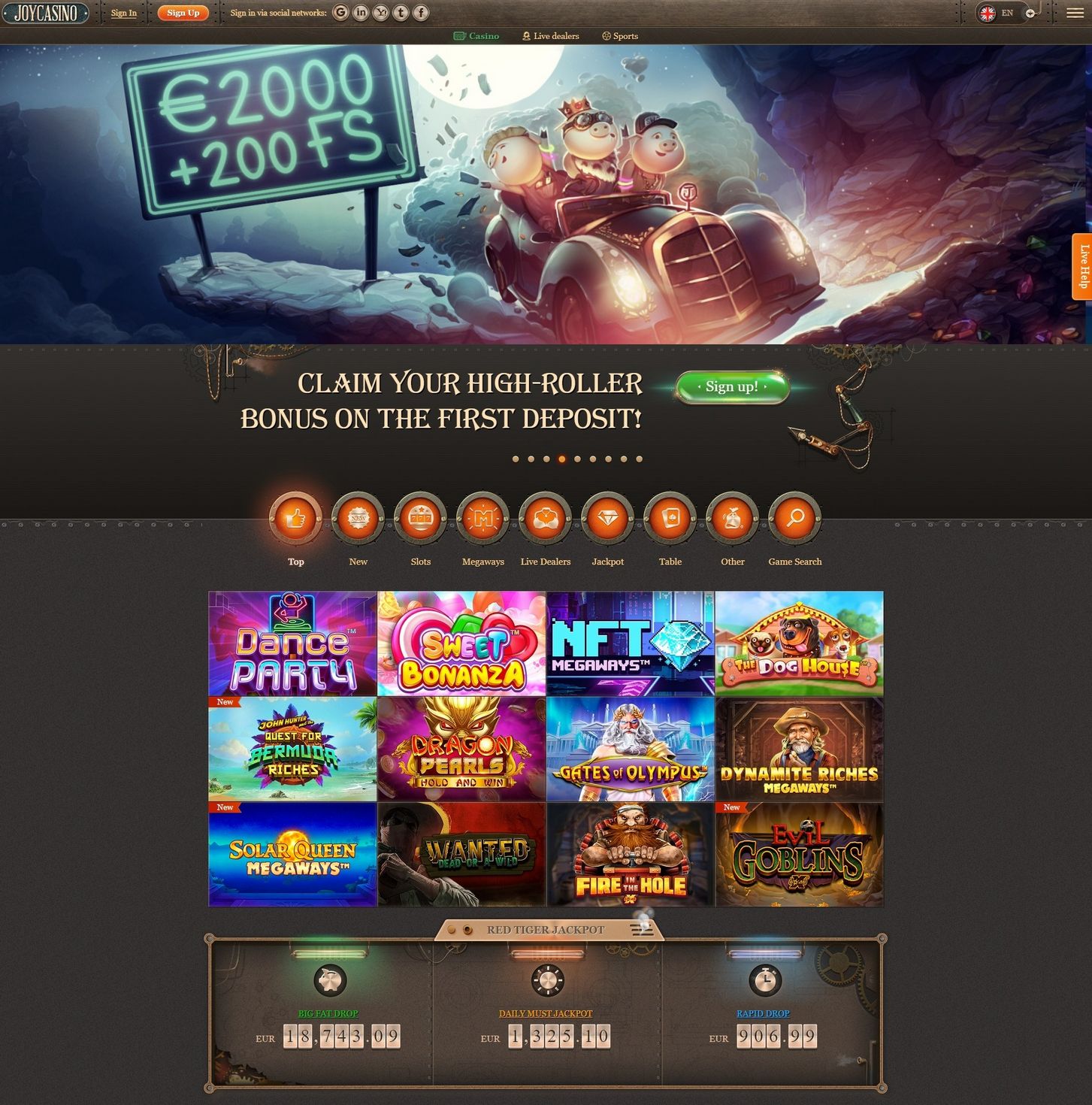 Вид редактора JoyCasino